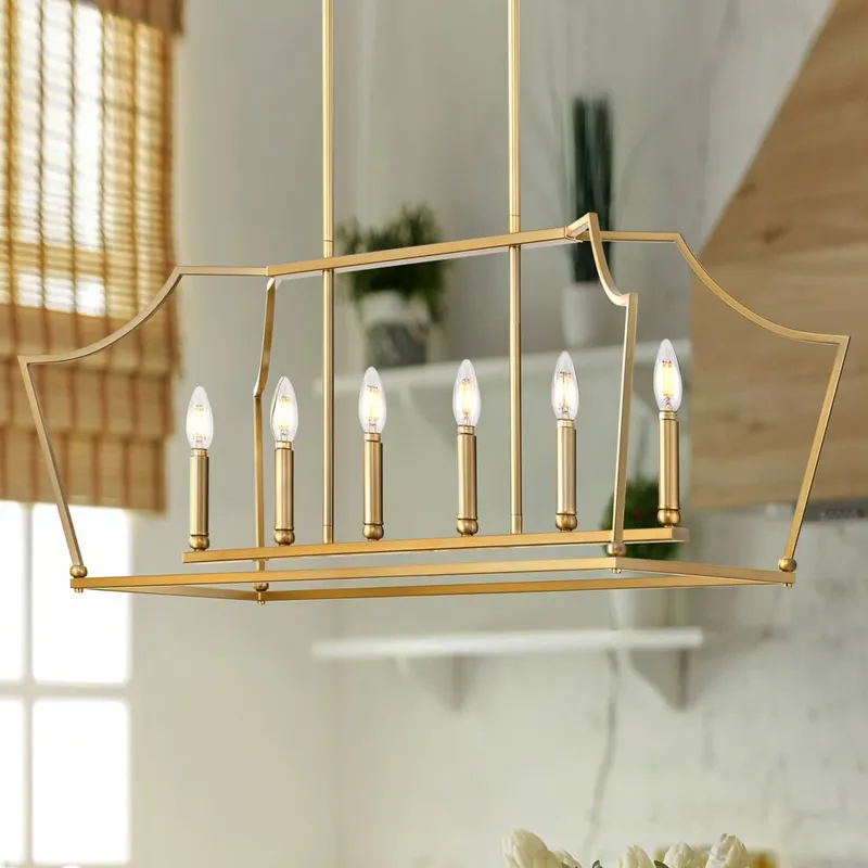 UHP4773 English Country Indoor Chandelier, 15-1/8''H x 13"W x 42''D, Brushed Bronze Finish, Coronado Collection — Urban Ambiance LED Linear Lights 60.0W 3000K