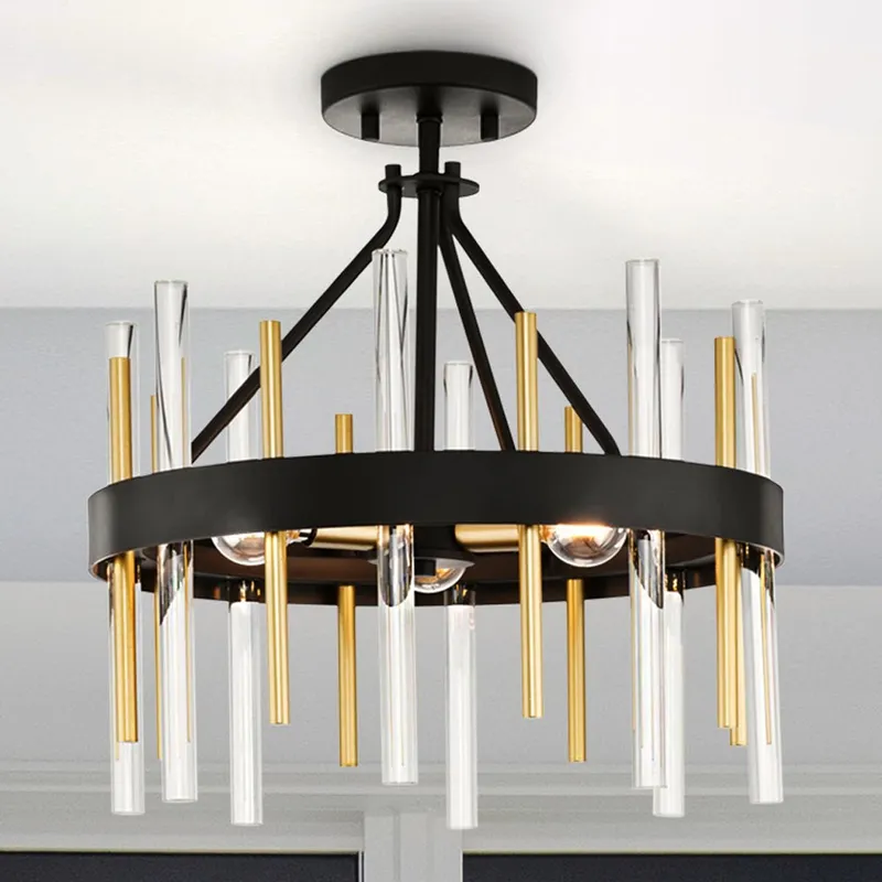 UHP4760 Transitional Indoor Ceiling Light, 16-1/2''H x 16"W x 16''D, Matte Black Finish, Patrai Collection — Urban Ambiance LED Post Top Lights 60.0W 3000K