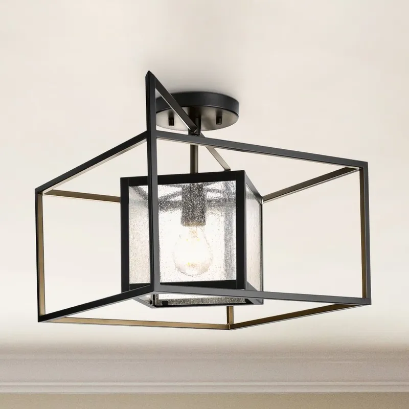 UHP4730 Transitional Indoor Ceiling Light, 12''H x 14"W x 19-7/8''D, Matte Black Finish, Mainz Collection — Urban Ambiance LED Post Top Lights 60.0W 3000K