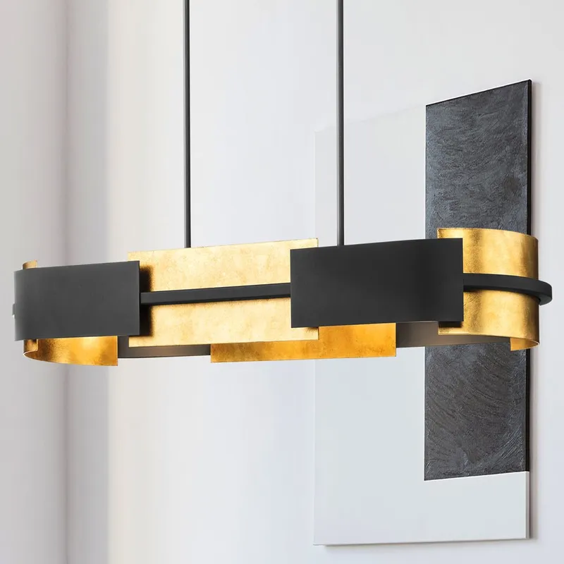 UHP4700 Cosmopolitan Indoor Chandelier, 6-1/8''H x 12"W x 42''D, Textured Black Finish, Gambier Collection — Urban Ambiance LED Landscape Lights 60.0W 3000K