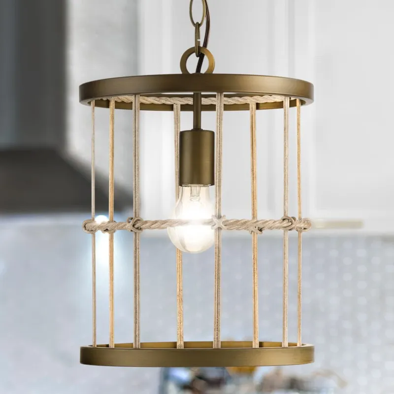UHP4692 Transitional Indoor Pendant, 14''H x 10"W x 10''D, Aged Brass Finish, Prague Collection — Urban Ambiance LED Landscape Lights 60.0W 3000K