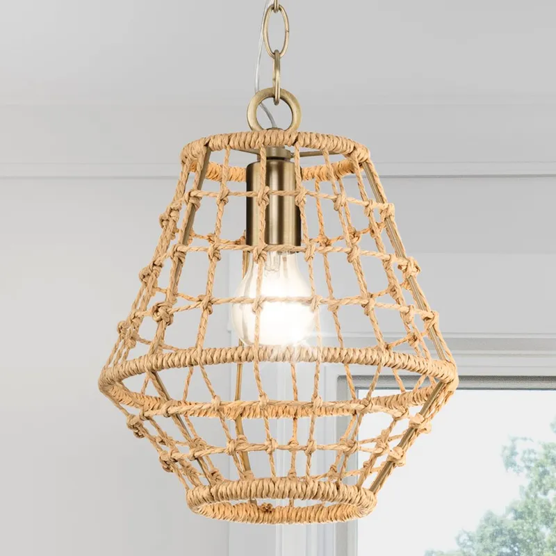 UHP4684 Bohemian Indoor Pendant, 11-7/8''H x 10"W x 10''D, Vintage Brass Finish, Tirana Collection — Urban Ambiance LED Landscape Lights 60.0W 3000K