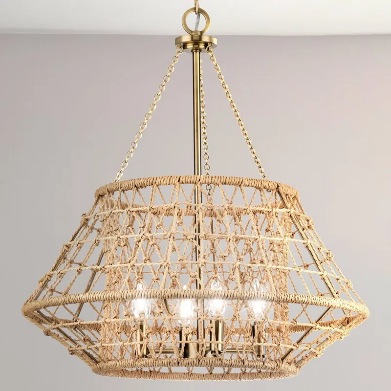 UHP4683 Bohemian Indoor Chandelier, 23-5/8''H x 22-3/8"W x 22-3/8''D, Vintage Brass Finish, Tirana Collection — Urban Ambiance LED Landscape Lights 60.0W 3000K