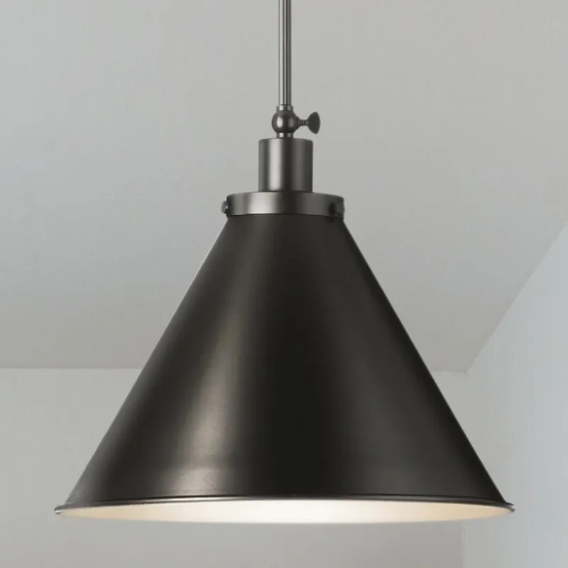 UHP4679 Modern Farmhouse Indoor Pendant, 14''H x 16"W x 16''D, Matte Black Finish, Pawtucket Collection — Urban Ambiance LED Landscape Lights 100.0W 3000K
