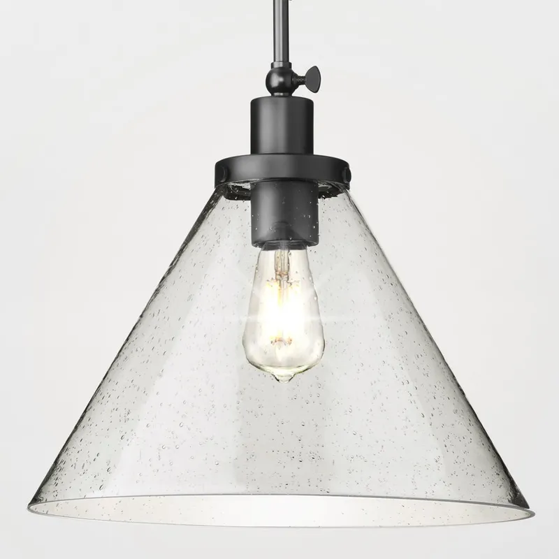 UHP4676 Modern Farmhouse Indoor Pendant, 14''H x 16"W x 16''D, Matte Black Finish, Pawtucket Collection — Urban Ambiance LED Landscape Lights 100.0W 3000K