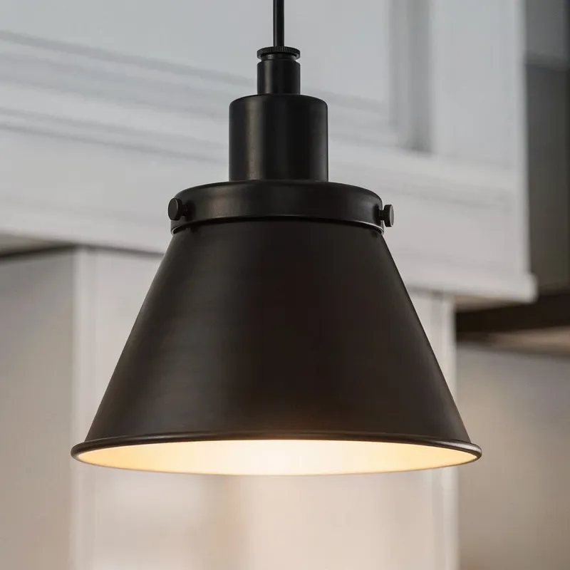 UHP4673 Modern Farmhouse Indoor Pendant, 8-5/8''H x 8-1/4"W x 8-1/4''D, Matte Black Finish, Pawtucket Collection — Urban Ambiance LED Landscape Lights 60.0W 3000K