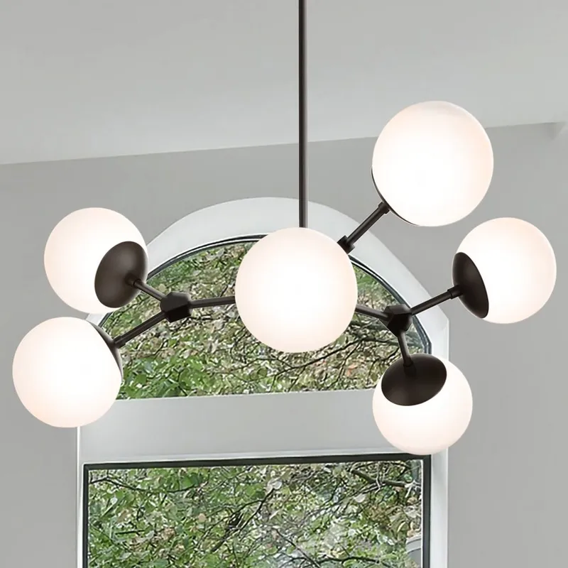 UHP4625 Minimalist Indoor Chandelier, 12-1/2''H x 33-1/2"W x 33-1/2''D, Matte Black Finish, Cologne Collection — Urban Ambiance LED Landscape Lights 60.0W 3000K