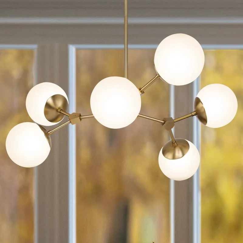 UHP4624 Minimalist Indoor Chandelier, 12-1/2''H x 33-1/2"W x 33-1/2''D, Brushed Bronze Finish, Cologne Collection — Urban Ambiance LED Landscape Lights 60.0W 3000K