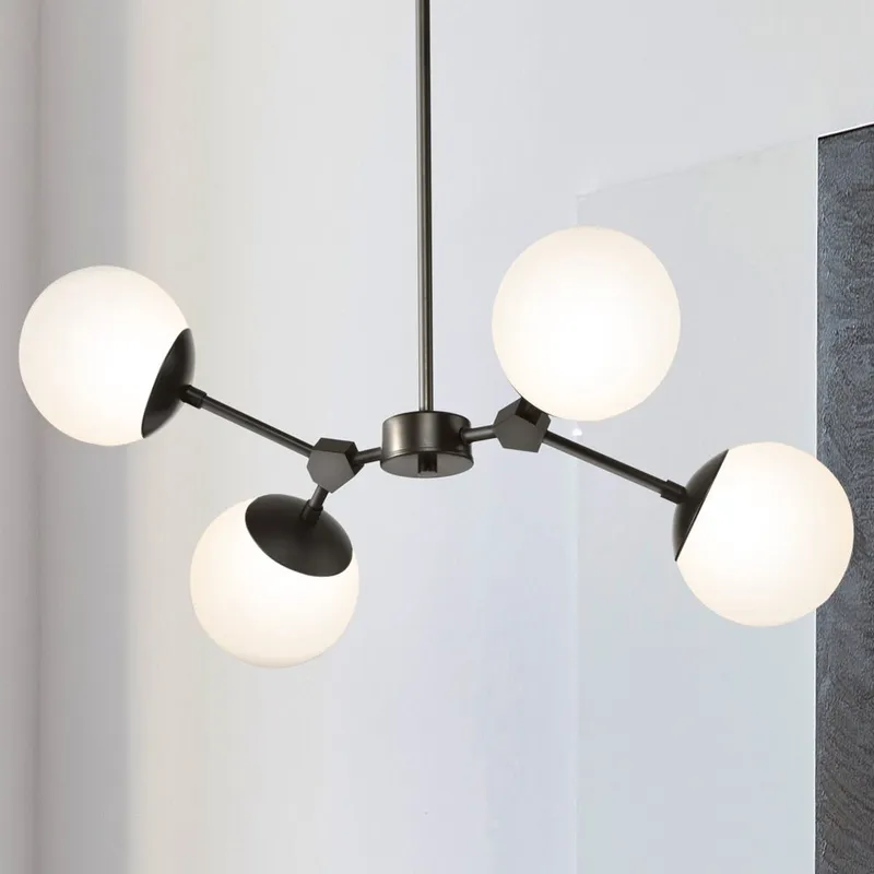 UHP4622 Minimalist Indoor Chandelier, 12''H x 16-1/2"W x 26-1/4''D, Matte Black Finish, Cologne Collection — Urban Ambiance LED Landscape Lights 60.0W 3000K