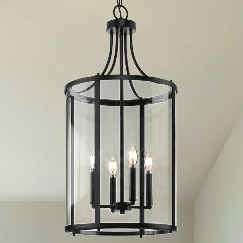 UHP4613 Modern Farmhouse Indoor Chandelier, 30-5/8''H x 15"W x 15''D, Matte Black Finish, Siegen Collection — Urban Ambiance LED Landscape Lights 60.0W 3000K