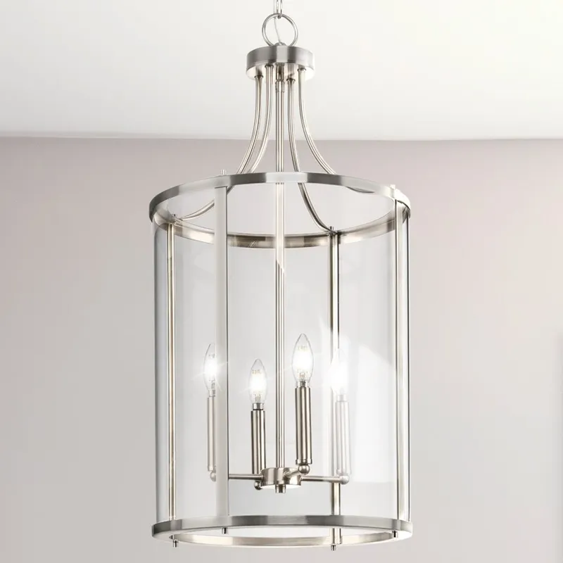 UHP4611 Modern Farmhouse Indoor Chandelier, 30-5/8''H x 15"W x 15''D, Brushed Nickel Finish, Siegen Collection — Urban Ambiance LED Landscape Lights 60.0W 3000K