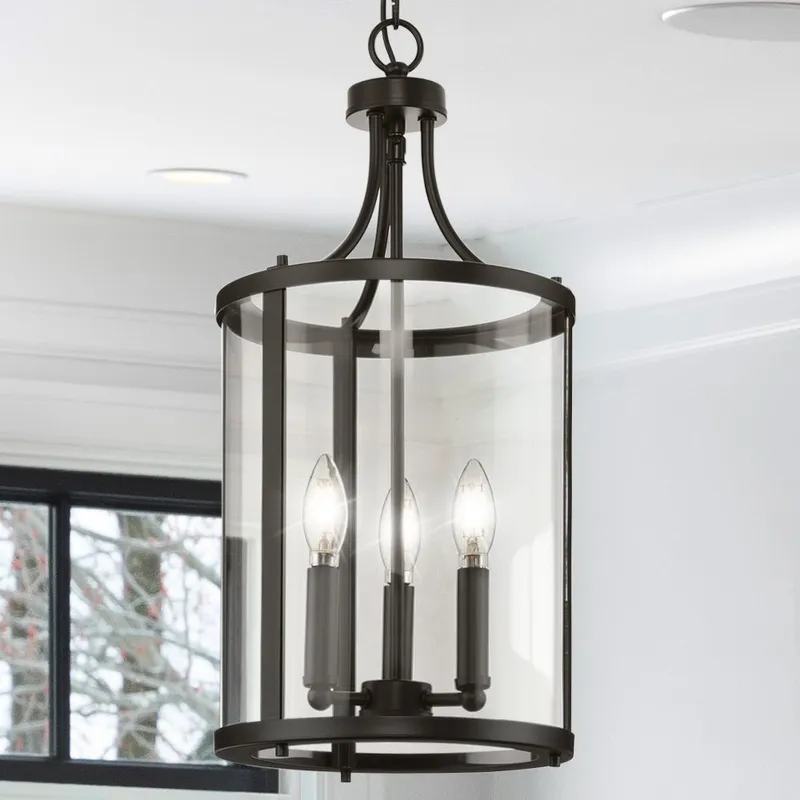 UHP4610 Modern Farmhouse Indoor Chandelier, 20-3/4''H x 10"W x 10''D, Matte Black Finish, Siegen Collection — Urban Ambiance LED Landscape Lights 60.0W 3000K