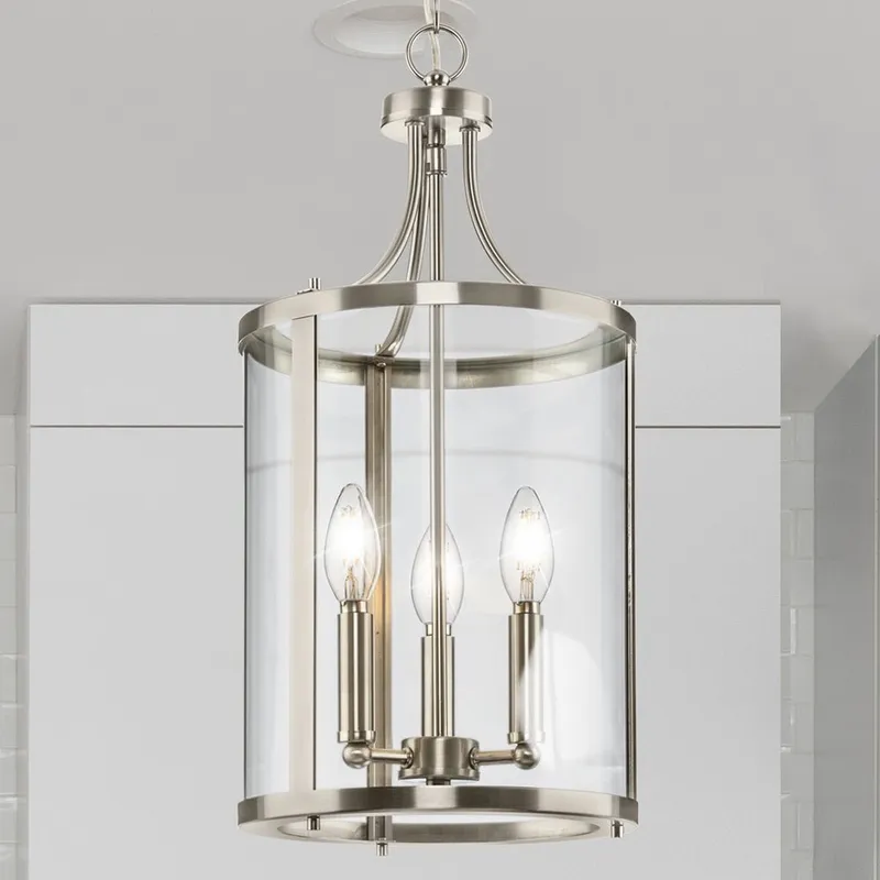 UHP4608 Modern Farmhouse Indoor Chandelier, 20-3/4''H x 10"W x 10''D, Brushed Nickel Finish, Siegen Collection — Urban Ambiance LED Landscape Lights 60.0W 3000K