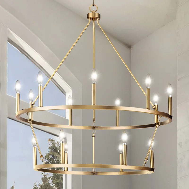 UHP4607 Modern Farmhouse Indoor Chandelier, 38-3/8''H x 35-1/2"W x 35-1/2''D, Vintage Brass Finish, Siegen Collection — Urban Ambiance LED Landscape Lights 60.0W 3000K