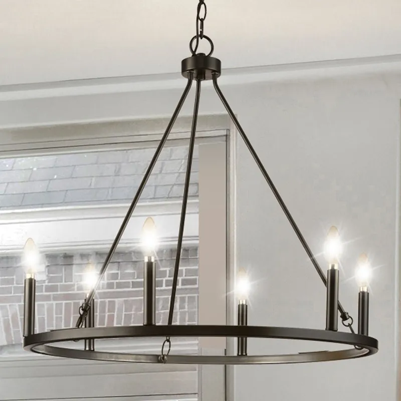 UHP4602 Modern Farmhouse Indoor Chandelier, 24-7/8''H x 27-5/8"W x 27-5/8''D, Matte Black Finish, Siegen Collection — Urban Ambiance LED Landscape Lights 60.0W 3000K