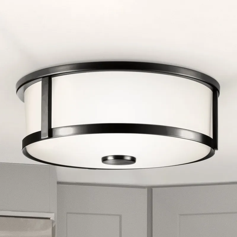 UHP4599 Modern Farmhouse Indoor Ceiling Light, 4-5/8''H x 12-5/8"W x 12-5/8''D, Matte Black Finish, Siegen Collection — Urban Ambiance LED Post Top Lights 15.0W 3000K