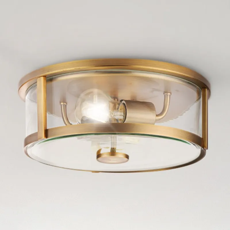UHP4595 Modern Farmhouse Indoor Ceiling Light, 4-3/8''H x 12-5/8"W x 12-5/8''D, Vintage Brass Finish, Siegen Collection — Urban Ambiance LED Post Top Lights 15.0W 3000K