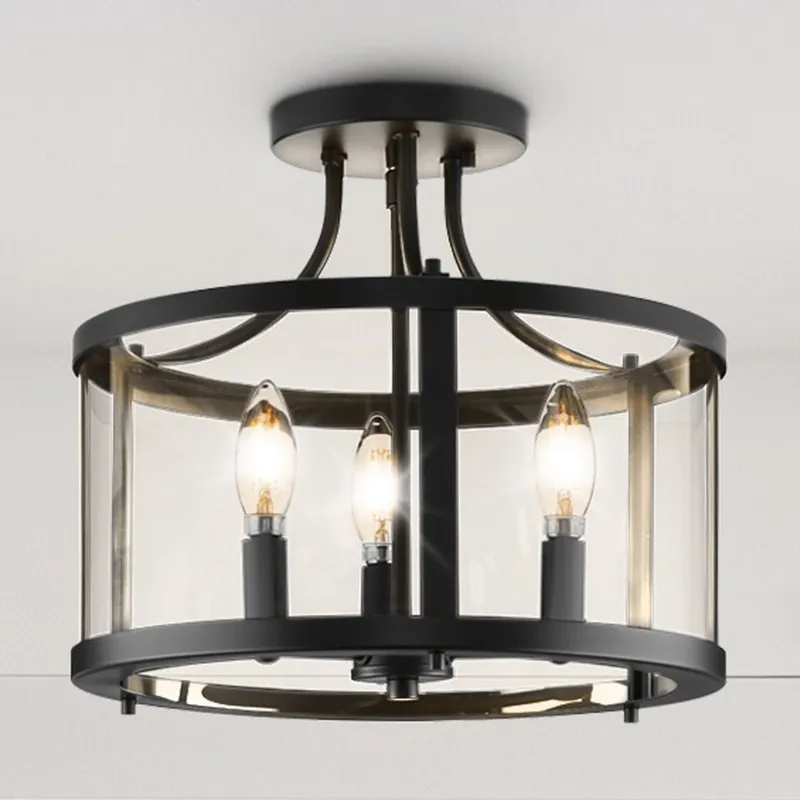UHP4593 Modern Farmhouse Indoor Ceiling Light, 12-1/8''H x 13"W x 13''D, Matte Black Finish, Siegen Collection — Urban Ambiance LED Post Top Lights 60.0W 3000K
