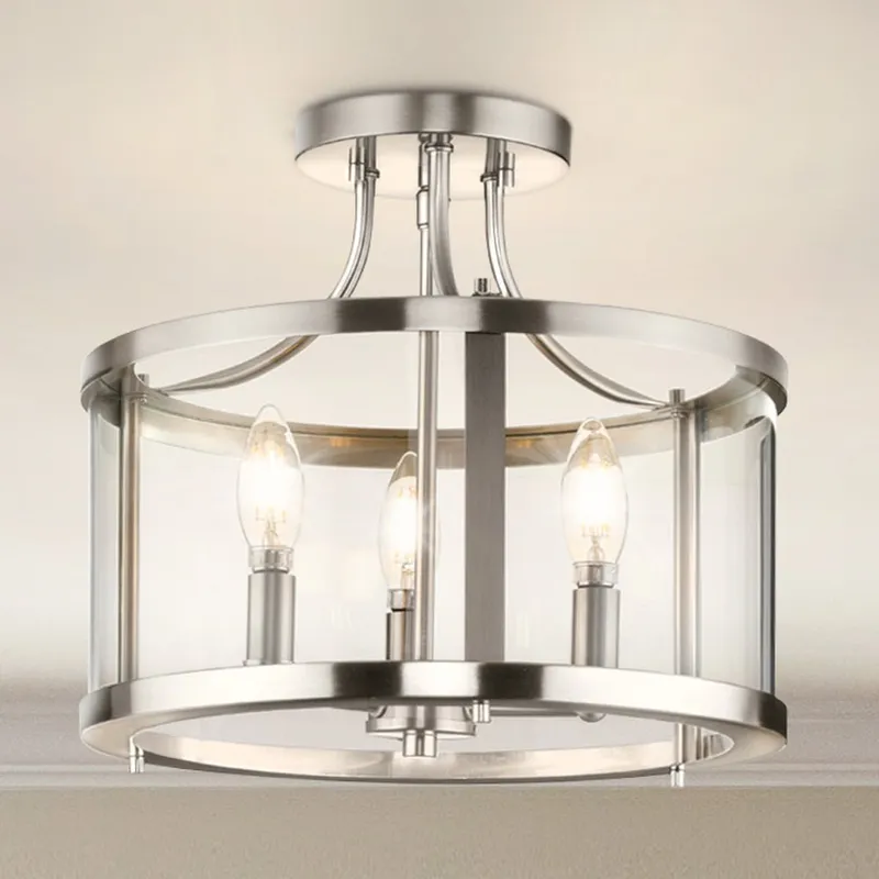 UHP4591 Modern Farmhouse Indoor Ceiling Light, 12-1/8''H x 13"W x 13''D, Brushed Nickel Finish, Siegen Collection — Urban Ambiance LED Post Top Lights 60.0W 3000K