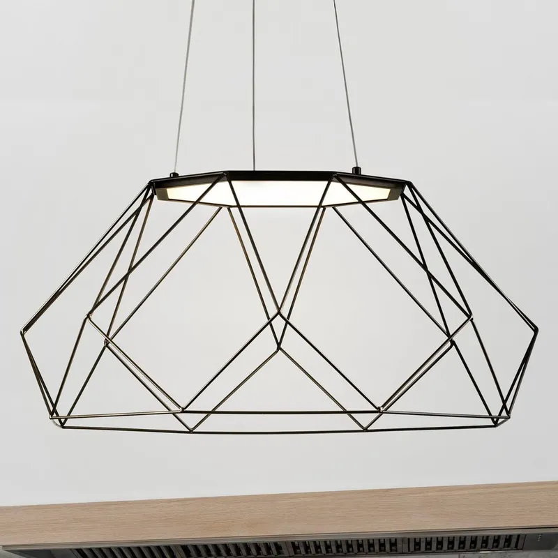 UHP4582 Minimalist Indoor Pendant, 12-5/16''H x 27-1/8"W x 27-1/8''D, Matte Black Finish, Herne Collection — Urban Ambiance LED Landscape Lights 38.0W 3000K
