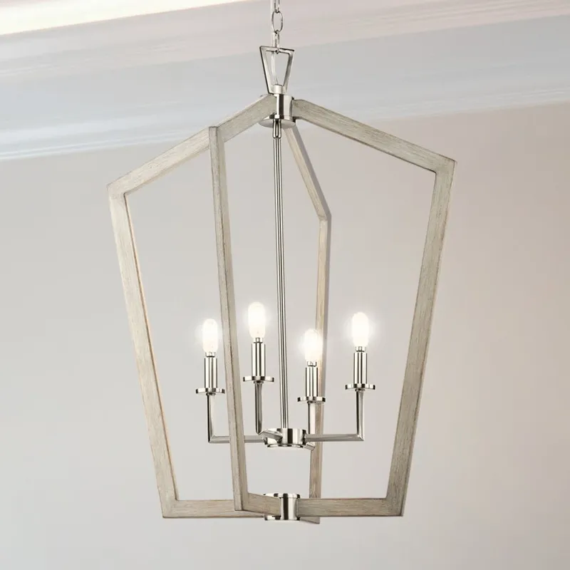 UHP4568 Modern Indoor Chandelier, 30-7/8''H x 24"W x 24''D, Brushed Nickel Finish, Spartanburg Collection — Urban Ambiance LED Landscape Lights 60.0W 3000K