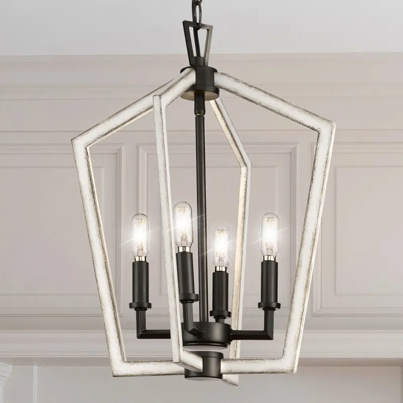 UHP4567 Modern Indoor Chandelier, 18-3/8''H x 14-1/4"W x 14-1/4''D, Matte Black Finish, Spartanburg Collection — Urban Ambiance LED Landscape Lights 60.0W 3000K