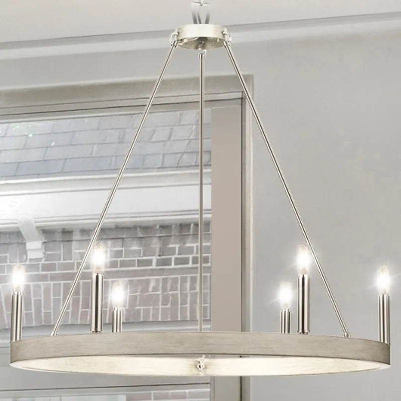 UHP4564 Modern Indoor Chandelier, 28-1/4''H x 30"W x 30''D, Brushed Nickel Finish, Spartanburg Collection — Urban Ambiance LED Landscape Lights 60.0W 3000K