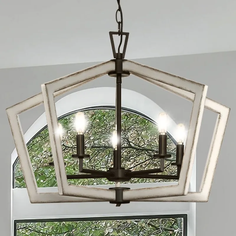 UHP4563 Modern Indoor Chandelier, 19-1/4''H x 28"W x 28''D, Matte Black Finish, Spartanburg Collection — Urban Ambiance LED Landscape Lights 60.0W 3000K