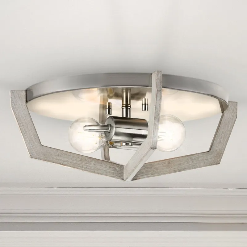 UHP4560 Modern Indoor Ceiling Light, 5-1/2''H x 15"W x 15''D, Brushed Nickel Finish, Spartanburg Collection — Urban Ambiance LED Post Top Lights 60.0W 3000K