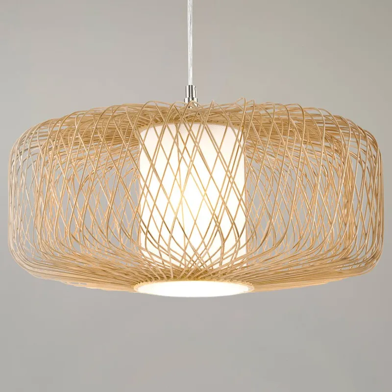 UHP4534 Natural Indoor Pendant, 12''H x 22"W x 22''D, Natural Rattan Finish, Bedford Collection — Urban Ambiance LED Landscape Lights 60.0W 3000K