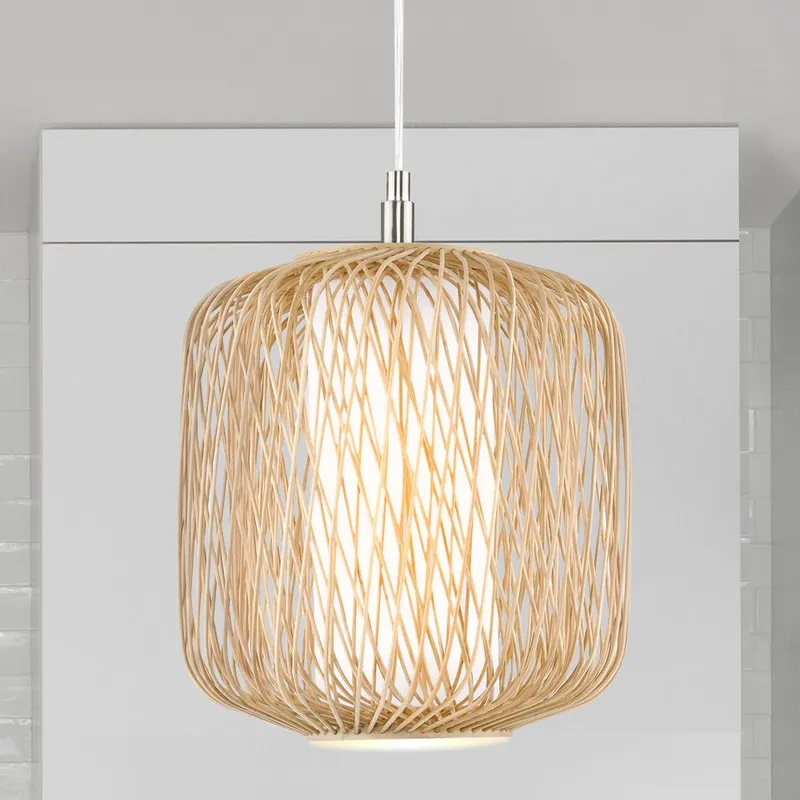 UHP4530 Natural Indoor Pendant, 14''H x 10"W x 10''D, Natural Rattan Finish, Bedford Collection — Urban Ambiance LED Landscape Lights 60.0W 3000K
