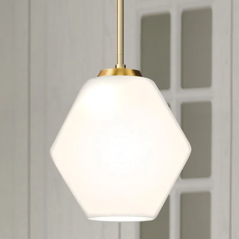 UHP4523 Mid-Century Modern Indoor Pendant, 11-1/2''H x 10"W x 10''D, Brushed Gold Finish, Roanoke Collection — Urban Ambiance LED Landscape Lights 75.0W 3000K