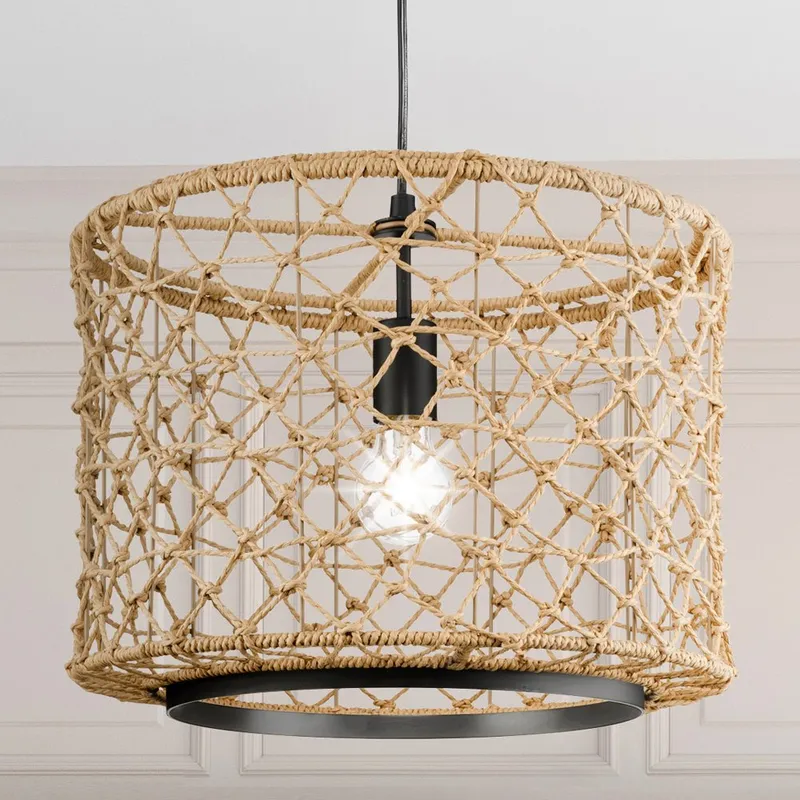 UHP4502 Bohemian Indoor Pendant, 13''H x 16"W x 16''D, Matte Black Finish, Edgeley Collection — Urban Ambiance LED Landscape Lights 60.0W 3000K