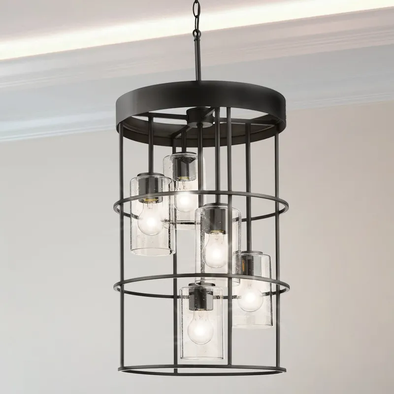 UHP4499 Modern Indoor Chandelier, 23-5/8''H x 15-1/2"W x 15-1/2''D, Matte Black Finish, Fargo Collection — Urban Ambiance LED Landscape Lights 60.0W 3000K