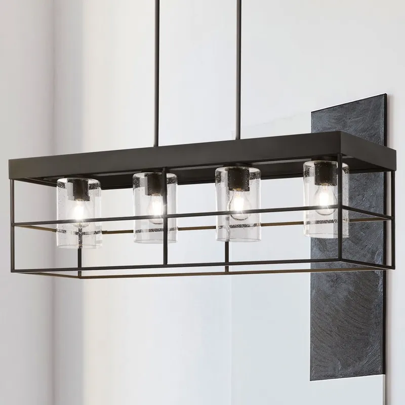 UHP4495 Modern Indoor Chandelier, 11-1/4''H x 9-3/8"W x 42''D, Matte Black Finish, Fargo Collection — Urban Ambiance LED Landscape Lights 60.0W 3000K