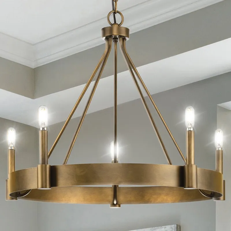 UHP4483 Modern Farmhouse Indoor Chandelier, 21''H x 26"W x 26''D, Aged Bronze Finish, Fremantle Collection — Urban Ambiance LED Landscape Lights 60.0W 3000K