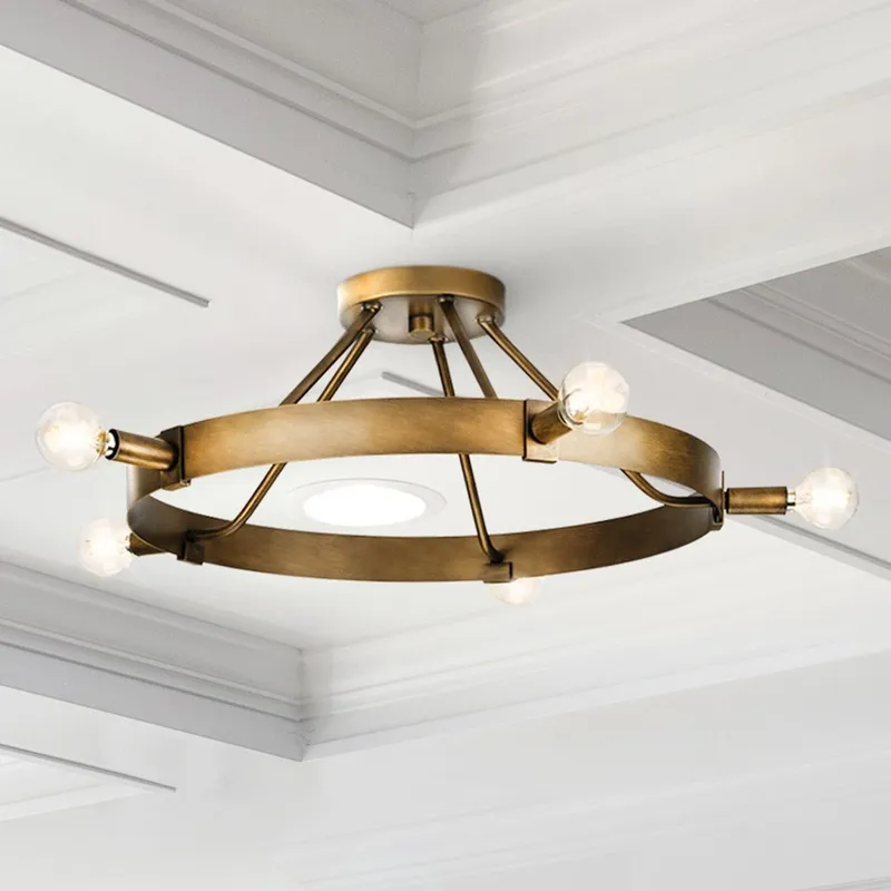 UHP4481 Modern Farmhouse Indoor Ceiling Light, 7-1/2''H x 22-1/2"W x 22-1/2''D, Aged Bronze Finish, Fremantle Collection — Urban Ambiance LED Post Top Lights 60.0W 3000K