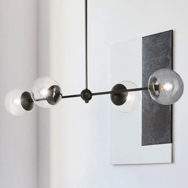 UHP4452 Minimalist Indoor Chandelier, 5-7/8''H x 14-3/4"W x 40''D, Matte Black Finish, Canton Collection — Urban Ambiance LED Linear Lights 60.0W 3000K