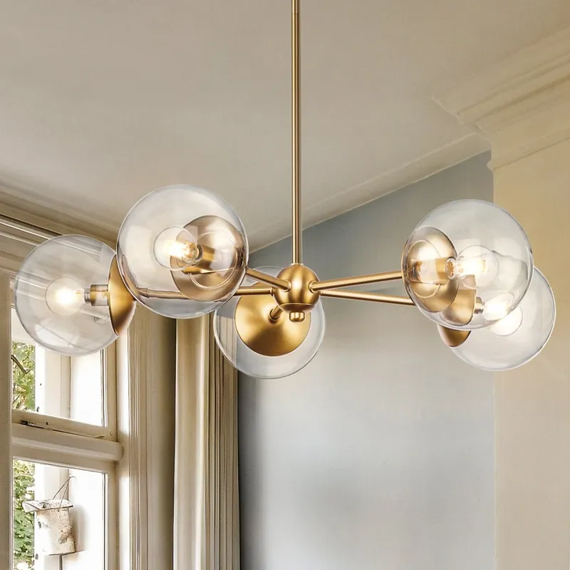 UHP4448 Minimalist Indoor Chandelier, 5-7/8''H x 28"W x 28''D, Brushed Bronze Finish, Canton Collection — Urban Ambiance LED Landscape Lights 60.0W 3000K