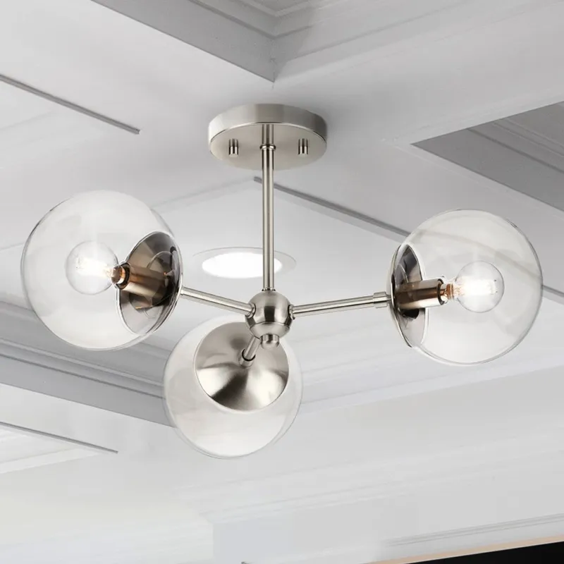 UHP4444 Minimalist Indoor Ceiling Light, 10-5/8''H x 22"W x 22''D, Brushed Nickel Finish, Canton Collection — Urban Ambiance LED Post Top Lights 60.0W 3000K