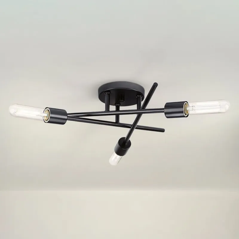 UHP4424 Mid-Century Modern Indoor Ceiling Light, 5-1/8''H x 18"W x 18''D, Matte Black Finish, Miami Collection — Urban Ambiance LED Post Top Lights 60.0W 3000K