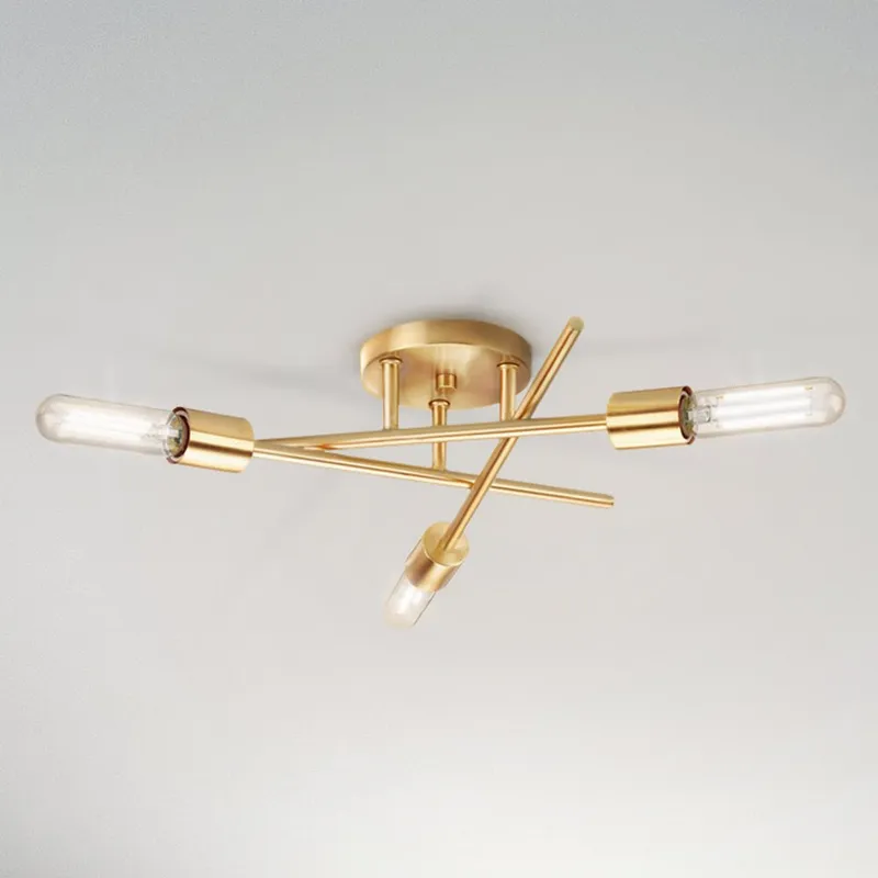 UHP4421 Mid-Century Modern Indoor Ceiling Light, 5-1/8''H x 18"W x 18''D, Satin Brass Finish, Miami Collection — Urban Ambiance LED Post Top Lights 60.0W 3000K