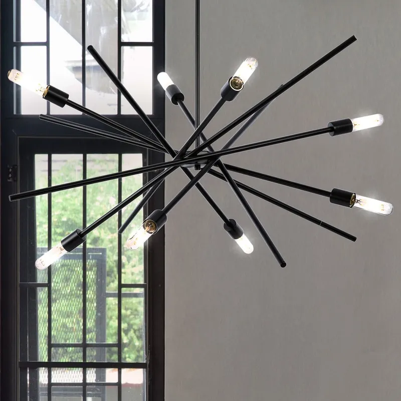 UHP4420 Mid-Century Modern Indoor Chandelier, 19-5/8''H x 42-3/8"W x 42-3/8''D, Matte Black Finish, Miami Collection — Urban Ambiance LED Landscape Lights 60.0W 3000K