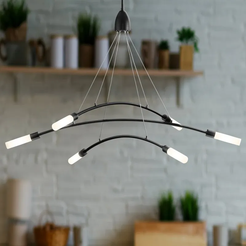 UHP4411 Minimalist Indoor Chandelier, 22-3/4''H x 40"W x 40''D, Matte Black Finish, Calverton Collection — Urban Ambiance LED Landscape Lights 25.0W 3000K