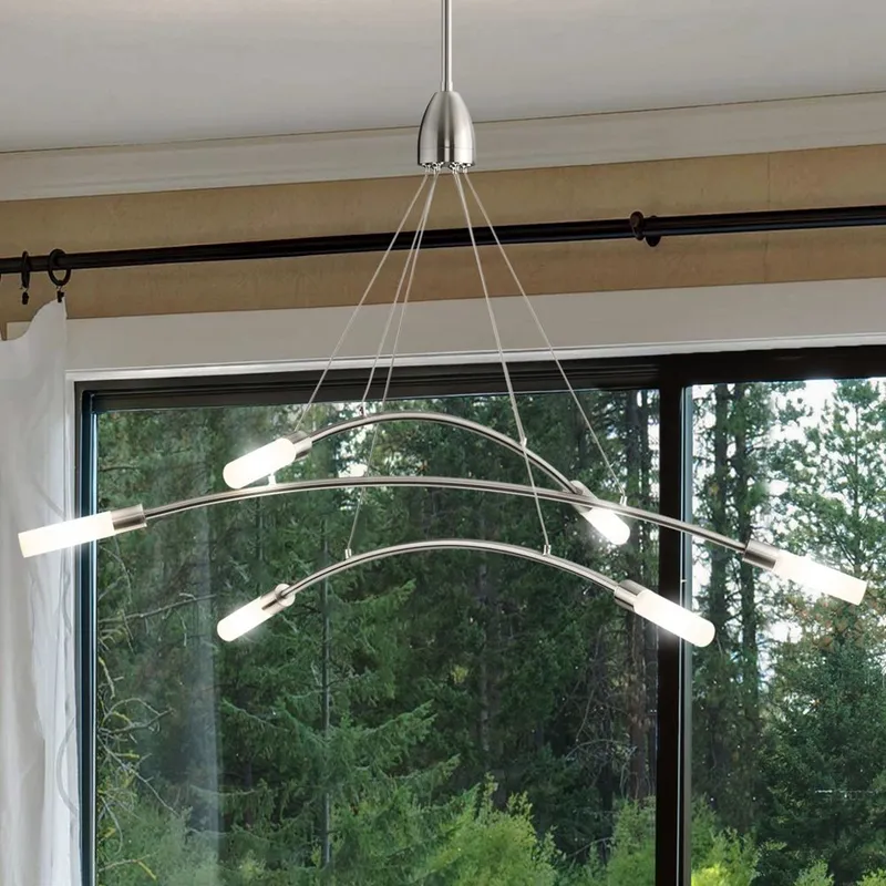 UHP4410 Minimalist Indoor Chandelier, 22-3/4''H x 40"W x 40''D, Brushed Nickel Finish, Calverton Collection — Urban Ambiance LED Landscape Lights 25.0W 3000K