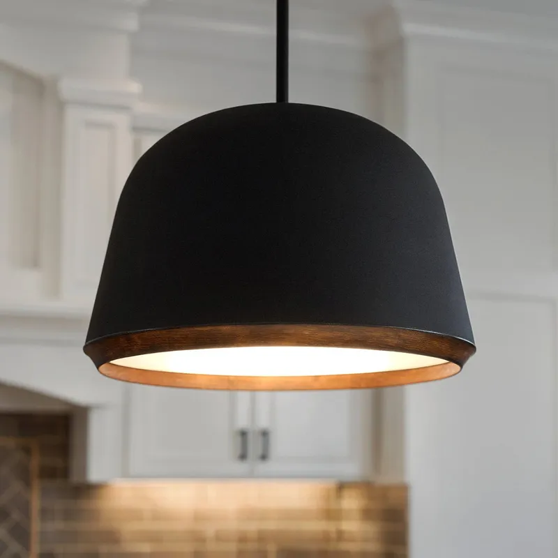 UQL5911 Modern Rustic Indoor Pendant, 15''H x 20''W x 20''D, Matte Black Finish, Fitzroy Collection — Urban Ambiance LED Landscape Lights 100.0W 3000K