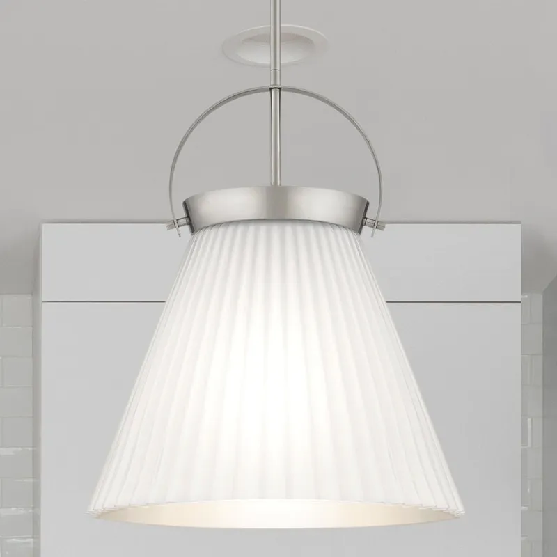 UQL5760 Minimalist Indoor Pendant, 19.5''H x 16''W x 16''D, Brushed Nickel Finish, Zennor Collection — Urban Ambiance LED Landscape Lights 100.0W 3000K