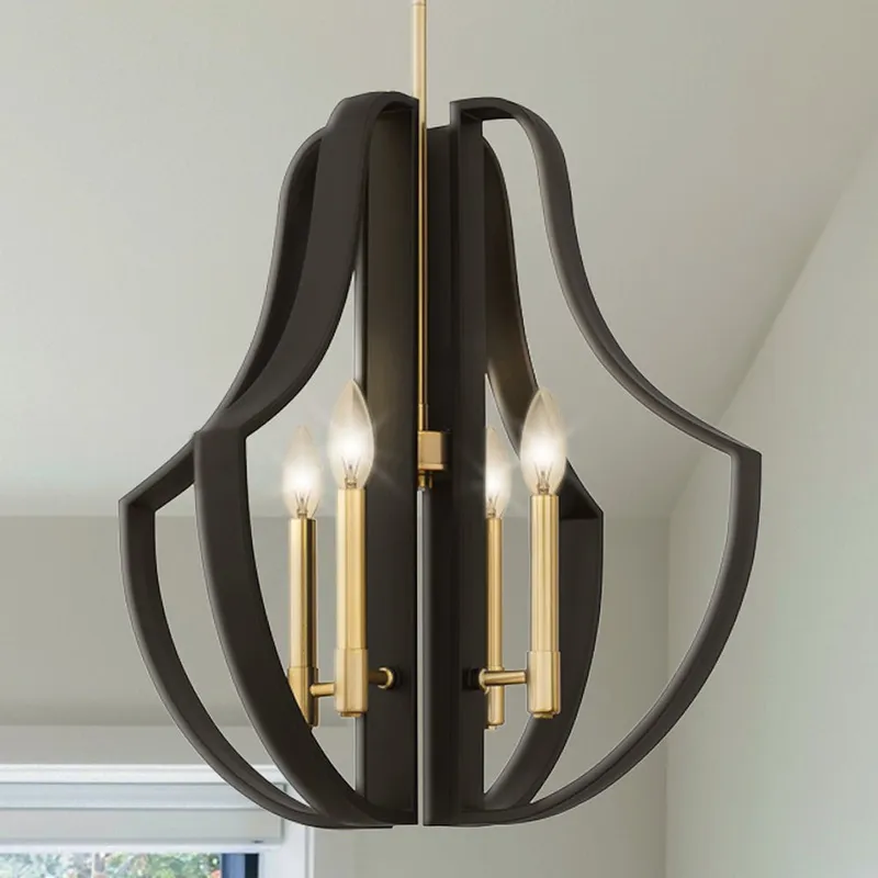UQL5750 Luxe Industrial Indoor Pendant, 21.75''H x 22''W x 22''D, Matte Black Finish, Zennor Collection — Urban Ambiance LED Landscape Lights 60.0W 3000K