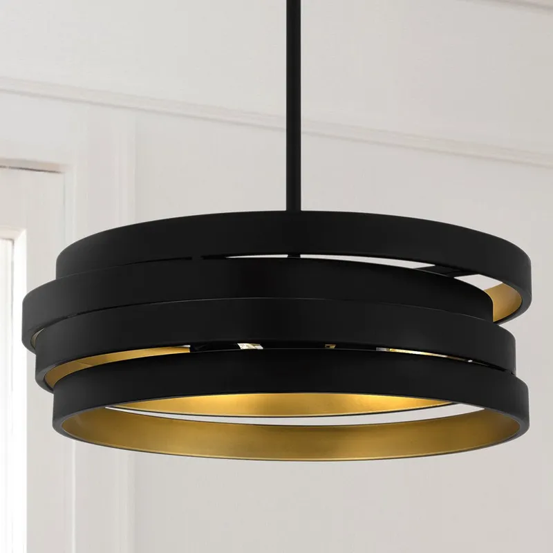 UQL5680 Cosmopolitan Indoor Pendant, 5.5''H x 16''W x 16''D, Matte Black Finish, Zennor Collection — Urban Ambiance LED Landscape Lights 60.0W 3000K
