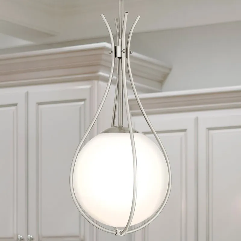UQL5671 Modern Indoor Pendant, 22''H x 10.75''W x 10.75''D, Brushed Nickel Finish, Zennor Collection — Urban Ambiance LED Landscape Lights 100.0W 3000K